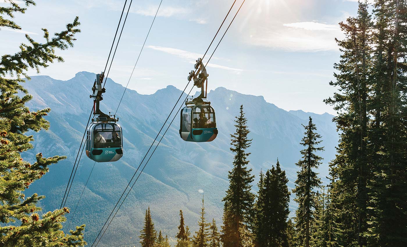 Banff Gondola cabins ascending Sulphur Mountain